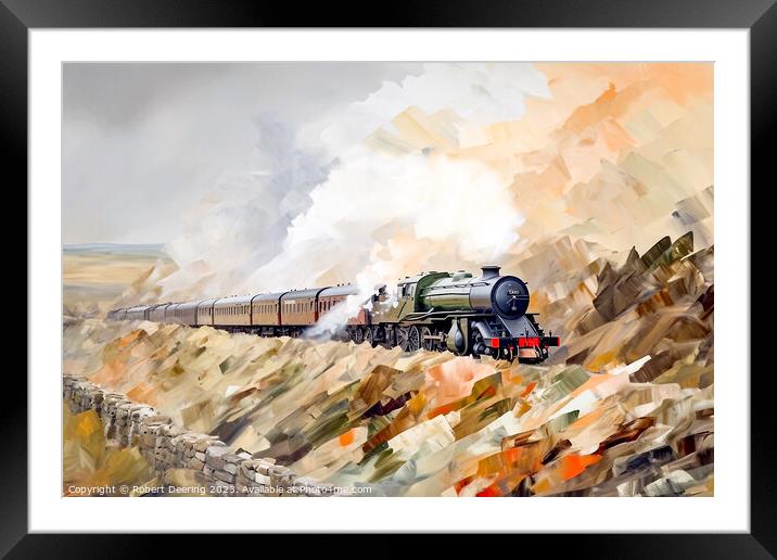 Yorkshire Dales steam Train Framed Mounted Print by Robert Deering