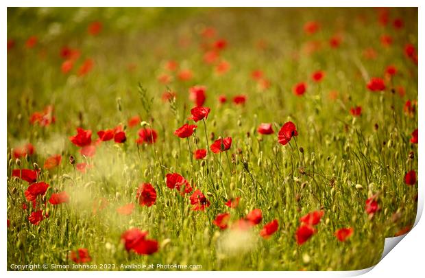 summer Poppy  field Print by Simon Johnson