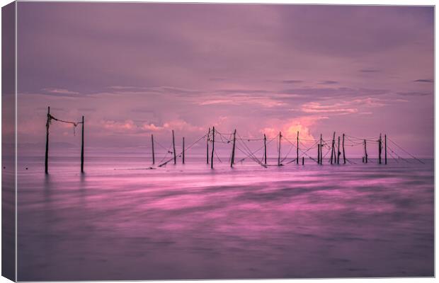 Salmon Nets Dumfries sandyhills Canvas Print by christian maltby