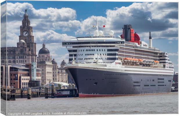 RMS Queen Mary 2 berthed at Liverpool Cruise Terminal  Canvas Print by Phil Longfoot