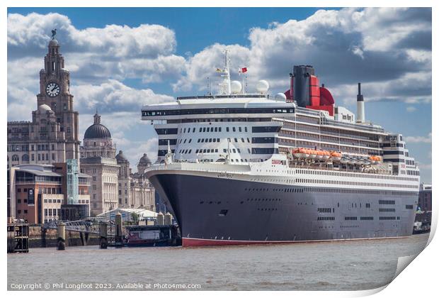 RMS Queen Mary 2 berthed at Liverpool Cruise Terminal  Print by Phil Longfoot