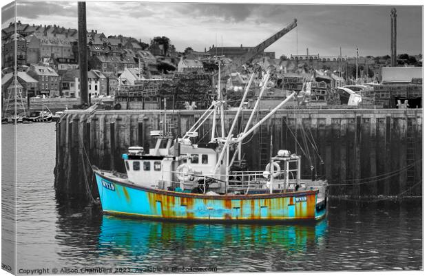 Whitby Harbour Boat Canvas Print by Alison Chambers