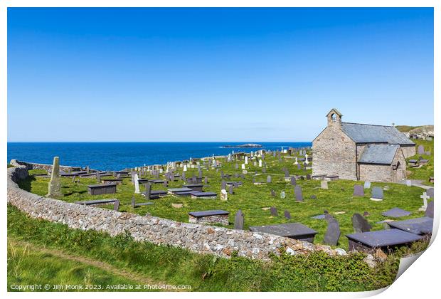 St Patrick's Church on the Anglesey Cliffs Print by Jim Monk