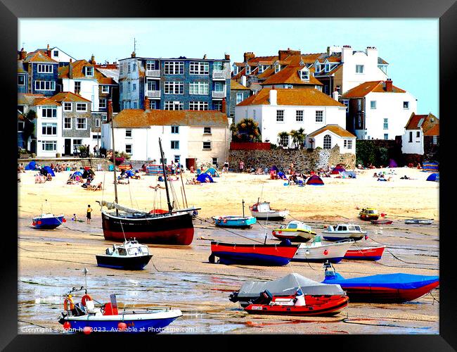 Idyllic Summer Day in St. Ives Framed Print by john hill