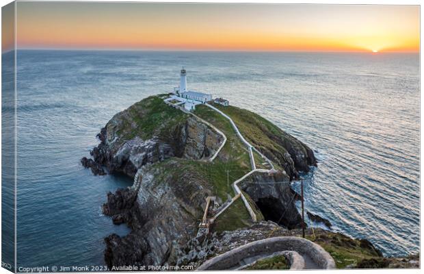 South Stack Lighthouse Sunset Canvas Print by Jim Monk