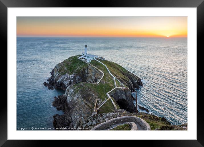 South Stack Lighthouse Sunset Framed Mounted Print by Jim Monk