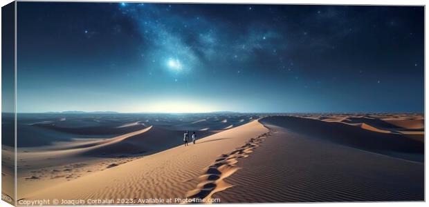 awe-inspiring beauty of a panoramic night landscape in the desert, under a starry sky. AI Generated Canvas Print by Joaquin Corbalan