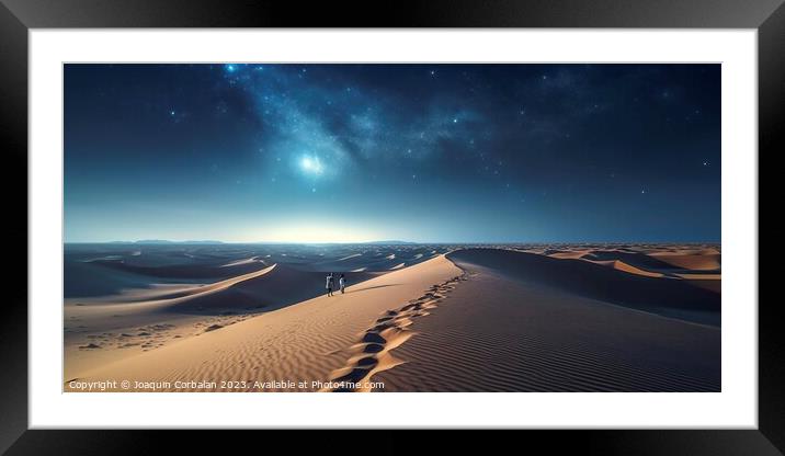 awe-inspiring beauty of a panoramic night landscape in the desert, under a starry sky. AI Generated Framed Mounted Print by Joaquin Corbalan