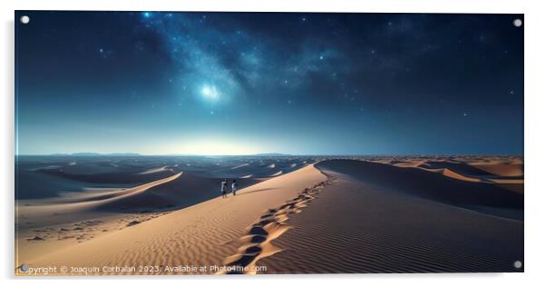 awe-inspiring beauty of a panoramic night landscape in the desert, under a starry sky. AI Generated Acrylic by Joaquin Corbalan