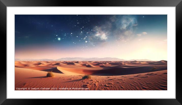 Beautiful night landscape of the desert with the s Framed Mounted Print by Joaquin Corbalan