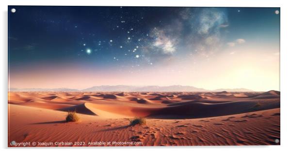 Beautiful night landscape of the desert with the s Acrylic by Joaquin Corbalan