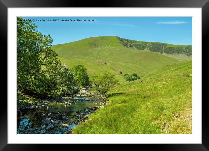 River Rawthey and Cautley Crags  Cumbria Howgills Framed Mounted Print by Nick Jenkins