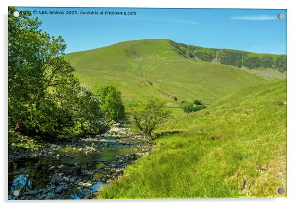 River Rawthey and Cautley Crags  Cumbria Howgills Acrylic by Nick Jenkins