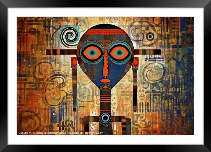 African abstraction artistic drawing. Ai generated. Framed Mounted Print by Joaquin Corbalan