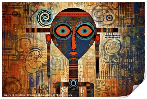 African abstraction artistic drawing. Ai generated. Print by Joaquin Corbalan