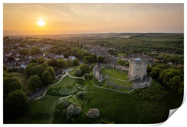 Conisbrough Castle Sunset Print by Apollo Aerial Photography