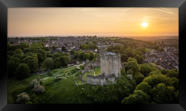 Conisbrough Castle Sunset Framed Print by Apollo Aerial Photography