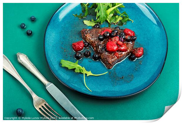 Beef steak roasted in berry sauce. Print by Mykola Lunov Mykola