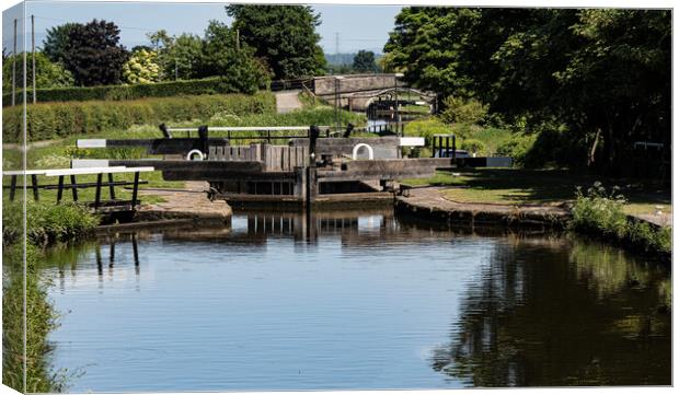 Rufford top lock leeds to liverpool Canvas Print by David French