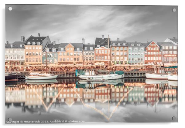 COPENHAGEN VINTAGE Nyhavn Idyllic Evening Impressi Acrylic by Melanie Viola