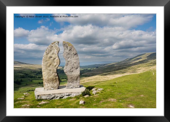 Long distance walking at Garsdale Head in South Cumbria from Kir Framed Mounted Print by Peter Stuart