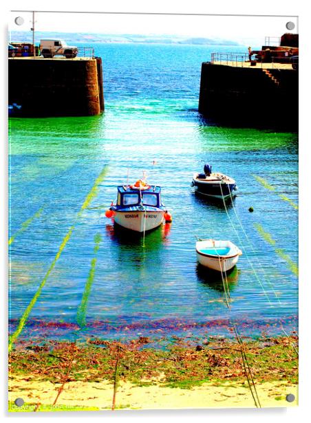 Serene Entrance to Mousehole Harbour Acrylic by john hill