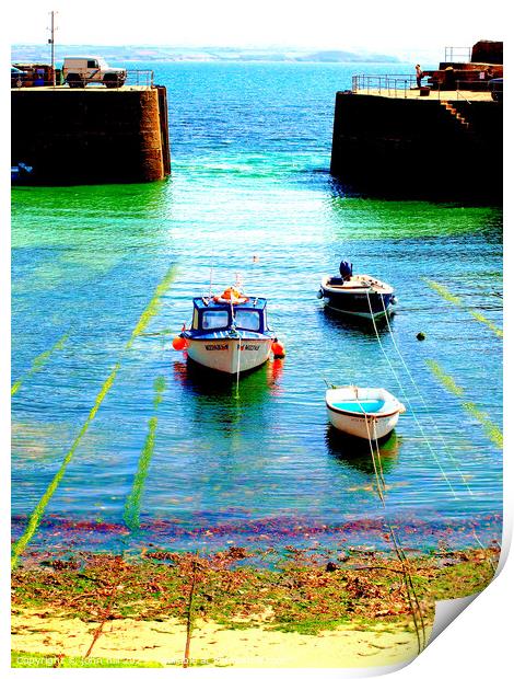 Serene Entrance to Mousehole Harbour Print by john hill