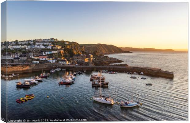 First light at Mevagissey Harbour Canvas Print by Jim Monk