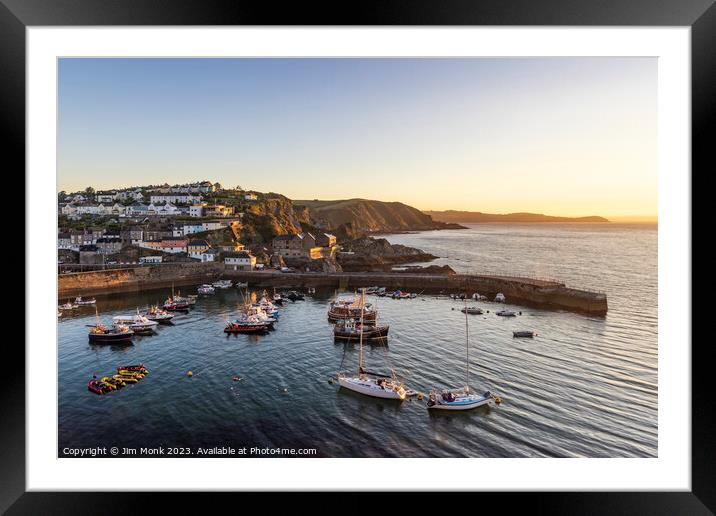 First light at Mevagissey Harbour Framed Mounted Print by Jim Monk