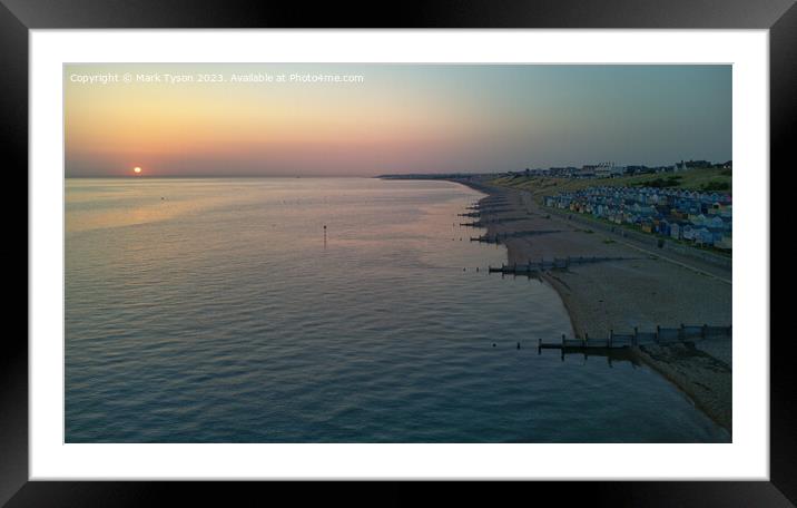 Sunrise Whitstable Sea aerial Drone Shot Framed Mounted Print by Mark Tyson
