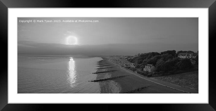 Black & White Whitstable Sea Sunrise Framed Mounted Print by Mark Tyson