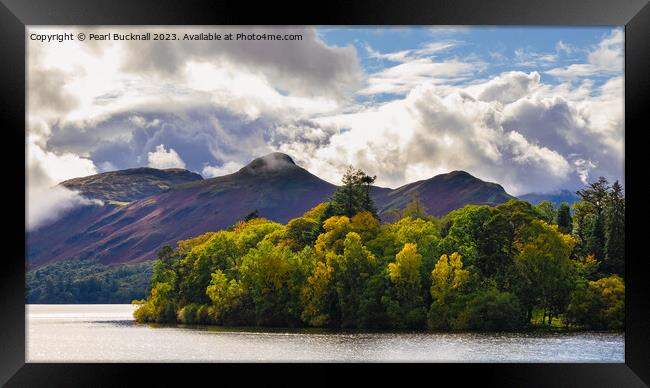 Catbells and Derwent Isle across Derwentwater pano Framed Print by Pearl Bucknall