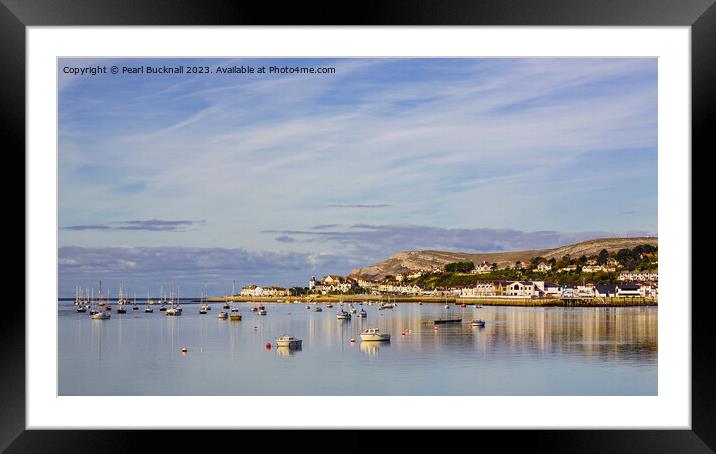 Tranquil Conwy River Deganwy Wales pano Framed Mounted Print by Pearl Bucknall