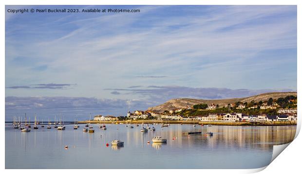 Tranquil Conwy River Deganwy Wales pano Print by Pearl Bucknall
