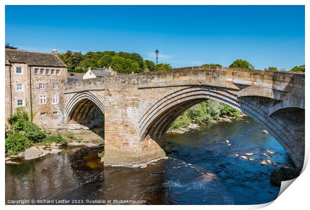 County Bridge and River Tees, Barnard Castle, Teesdale Print by Richard Laidler
