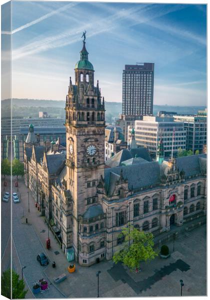Sheffield Town Hall Clock Tower Canvas Print by Apollo Aerial Photography