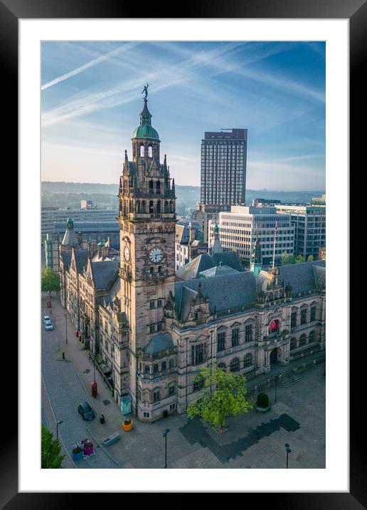 Sheffield Town Hall Clock Tower Framed Mounted Print by Apollo Aerial Photography