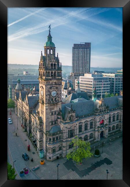 Sheffield Town Hall Clock Tower Framed Print by Apollo Aerial Photography