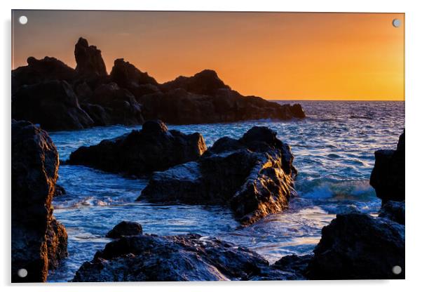 Tenerife Island Rocky Coast At Sunset Acrylic by Artur Bogacki