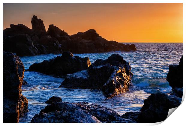 Tenerife Island Rocky Coast At Sunset Print by Artur Bogacki