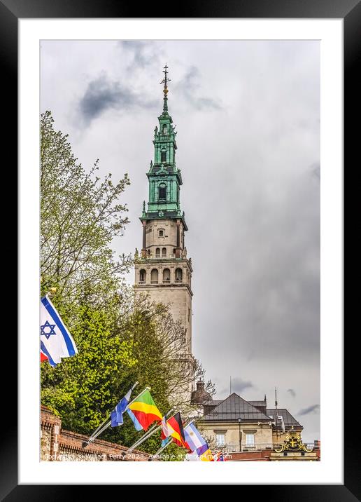 Jasna Gora Monastery Church Steeple Flags Black Madonna Home Pol Framed Mounted Print by William Perry