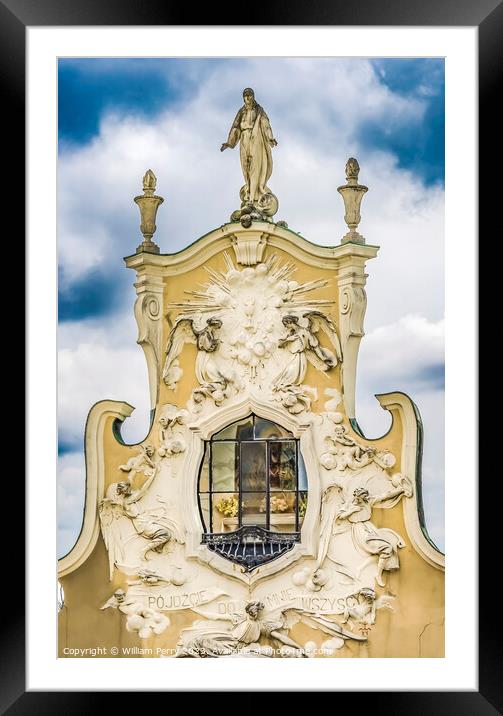 Christ King Wall Jasna Gora Monastery Czestochowy Poland Framed Mounted Print by William Perry