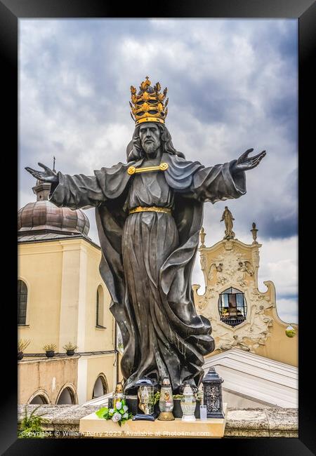 Christ King Statue Jasna Gora Monastery Czestochowy Poland Framed Print by William Perry