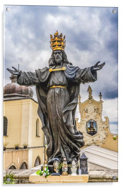 Christ King Statue Jasna Gora Monastery Czestochowy Poland Acrylic by William Perry