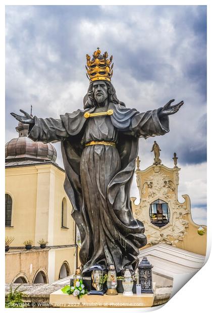 Christ King Statue Jasna Gora Monastery Czestochowy Poland Print by William Perry