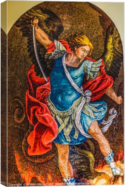 Archangel Michael Mosaic Jasna Gora Monastery Czestochowy Poland Canvas Print by William Perry