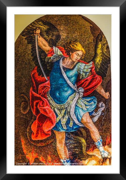 Archangel Michael Mosaic Jasna Gora Monastery Czestochowy Poland Framed Mounted Print by William Perry