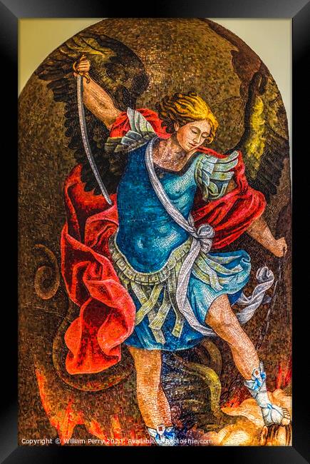 Archangel Michael Mosaic Jasna Gora Monastery Czestochowy Poland Framed Print by William Perry