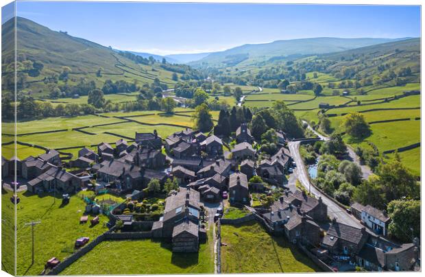 Gunnerside Village Swaledale: Elevated View Canvas Print by Tim Hill