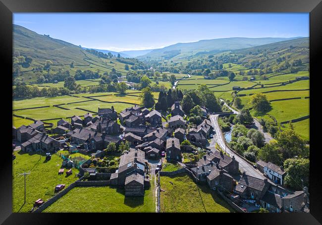 Gunnerside Village Swaledale: Elevated View Framed Print by Tim Hill